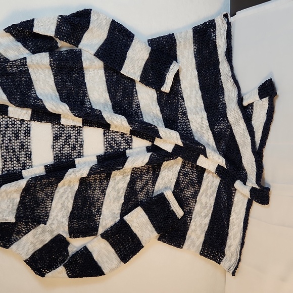 Retro Threads Women's Open-Front Cardigan Blue White Stripes Knit Size Large - Picture 3 of 9